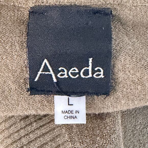 Aaeda Cardigan Sweater Womens Large Olive Flower Open Front Draped Rayon Knit - Picture 5 of 7